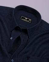 Knitron NavyBlue Plaid Flannel Solid Heavy Cotton Shirt