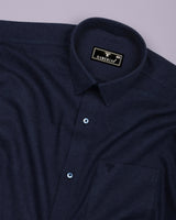 Knitron NavyBlue Plaid Flannel Solid Heavy Cotton Shirt