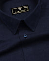 Knitron NavyBlue Plaid Flannel Solid Heavy Cotton Shirt