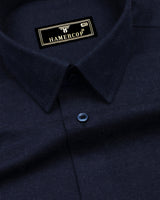 Knitron NavyBlue Plaid Flannel Solid Heavy Cotton Shirt