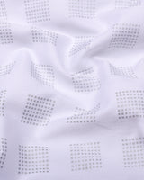 Elfen White With Silver Glitter Box Printed Cotton Shirt