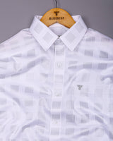 Elfen White With Silver Glitter Box Printed Cotton Shirt