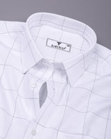 Alvix White With Black Check Premium Giza Shirt