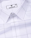 Alvix White With Black Check Premium Giza Shirt