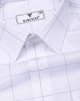 Alvix White With Black Check Premium Giza Shirt