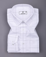 Alvix White With Black Check Premium Giza Shirt