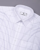 Alvix White With Black Check Premium Giza Shirt