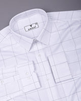 Alvix White With Black Check Premium Giza Shirt