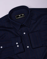 Avero NavyBlue Dobby Stripe Premium Gizza Shirt