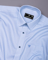 Belaro Blue With White Printed Cotton Shirt