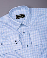 Belaro Blue With White Printed Cotton Shirt