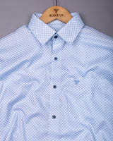 Belaro Blue With White Printed Cotton Shirt