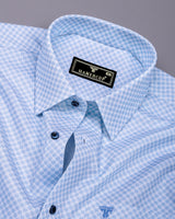 Belaro Blue With White Printed Cotton Shirt