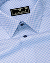 Belaro Blue With White Printed Cotton Shirt