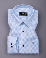 Belaro Blue With White Printed Cotton Shirt