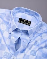Bevon Blue Jacquard Check Premium Giza Shirt