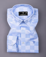Bevon Blue Jacquard Check Premium Giza Shirt