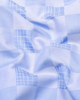 Bevon Blue Jacquard Check Premium Giza Shirt