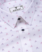 Novara White With Pink Python Shaped Dobby Cotton Shirt