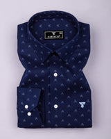 Novara Blue With White Python Shaped Dobby Cotton Shirt
