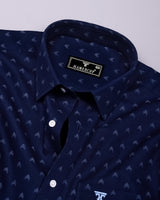 Novara Blue With White Python Shaped Dobby Cotton Shirt