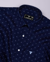 Novara Blue With White Python Shaped Dobby Cotton Shirt