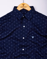 Novara Blue With White Python Shaped Dobby Cotton Shirt