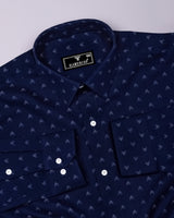 Novara Blue With White Python Shaped Dobby Cotton Shirt