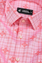 Marmalade orange twill pattern floral printed cotton shirt