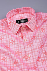 Marmalade orange twill pattern floral printed cotton shirt
