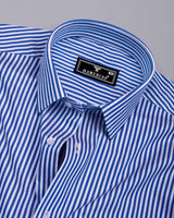 Flaro Blue With White Stripe Cotton Shirt
