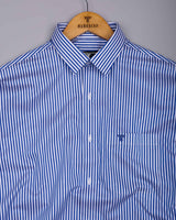 Flaro Blue With White Stripe Cotton Shirt