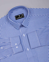 Flaro Blue With White Stripe Cotton Shirt