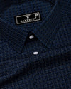 Sultry Blue With Yellow Printed Dobby Cotton Shirt