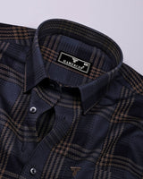 Dervo Gray With Black Dobby Check Cotton Shirt