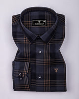 Dervo Gray With Black Dobby Check Cotton Shirt