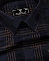 Dervo Gray With Black Dobby Check Cotton Shirt