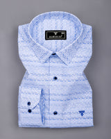 Bluzen Blue With White Jacquard Premium Giza Shirt