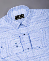 Bluzen Blue With White Jacquard Premium Giza Shirt