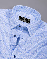 Bluzen Blue With White Jacquard Premium Giza Shirt