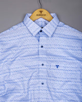 Bluzen Blue With White Jacquard Premium Giza Shirt