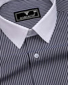 Angola Slate Blue With White Stripe Premium Cotton Designer Shirt