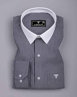 Angola Slate Blue With White Stripe Premium Cotton Designer Shirt