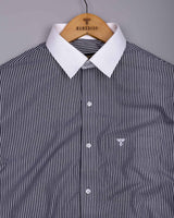 Angola Slate Blue With White Stripe Premium Cotton Designer Shirt