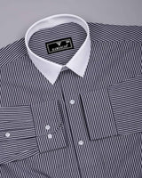 Angola Slate Blue With White Stripe Premium Cotton Designer Shirt