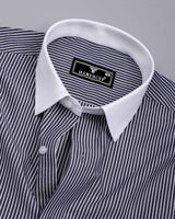 Angola Slate Blue With White Stripe Premium Cotton Designer Shirt