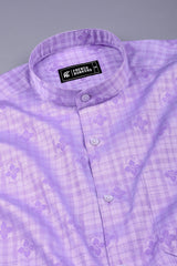 Purple floral printed jacquard cotton shirt