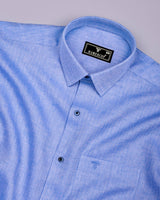 Rome Blue Stripe Melange Dobby Cotton Shirt