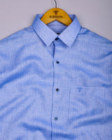 Rome Blue Stripe Melange Dobby Cotton Shirt