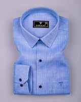 Rome Blue Stripe Melange Dobby Cotton Shirt